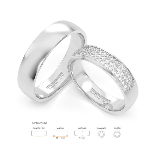 JOSIANE WEDDING RINGS 18K WHITE GOLD - MARCVS JOYEROS
