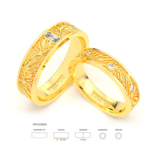 JOSIANE WEDDING RINGS 18K YELLOW GOLD - MARCVS JOYEROS