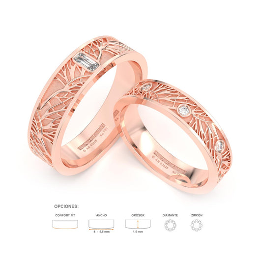 JOSIANE WEDDING RINGS 18K ROSE GOLD - MARCVS JOYEROS