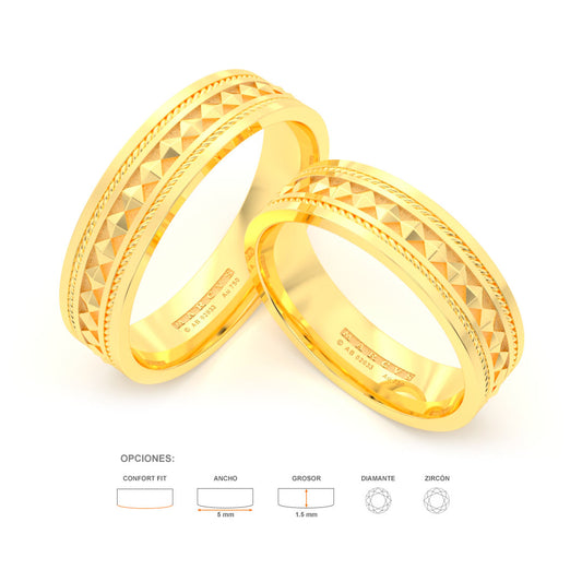 JOSIANE WEDDING RINGS 18K YELLOW GOLD - MARCVS JOYEROS