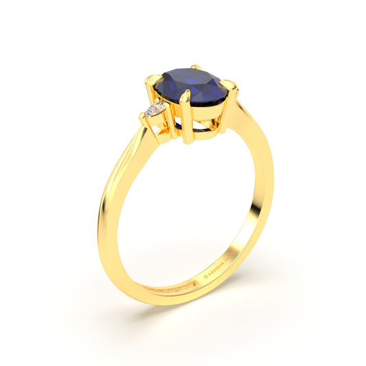 EDITH BLEU ANILLO CON ZAFIRO ORO 18K - JOYERIA MARCVS
