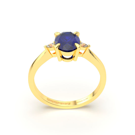 EDITH BLEU ANILLO CON ZAFIRO ORO 18K - JOYERIA MARCVS