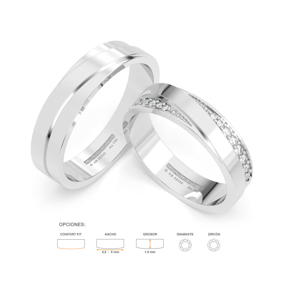 ELIETTE WEDDING RINGS 18K WHITE GOLD - MARCVS JOYEROS