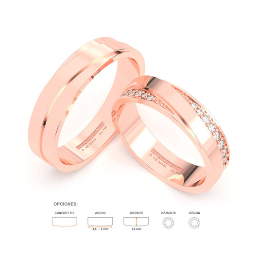 ELIETTE ANILLOS DE BODA ORO ROSA 18K - MARCVS JOYEROS