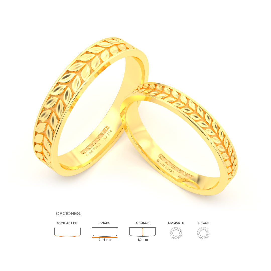 JOSIANE WEDDING RINGS 18K YELLOW GOLD - MARCVS JOYEROS