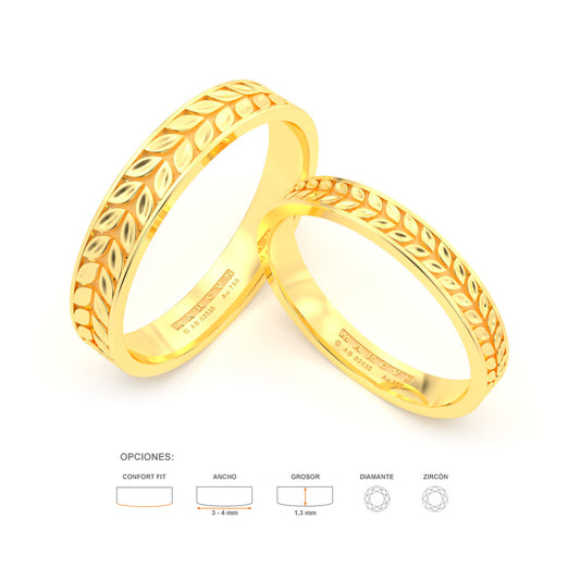 JOSIANE WEDDING RINGS 18K YELLOW GOLD - MARCVS JOYEROS