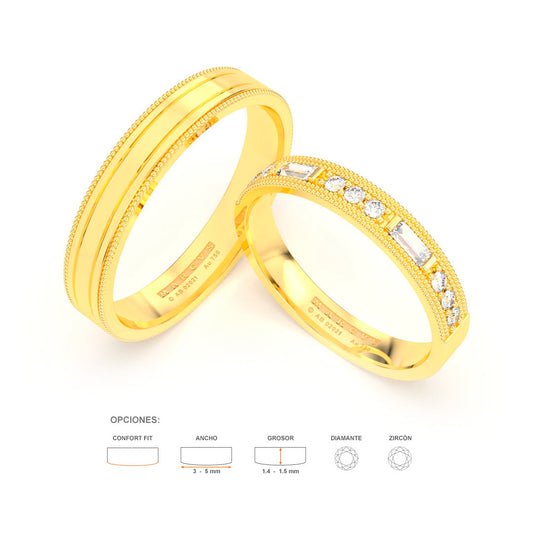 JOSIANE ANILLOS DE BODA ORO AMARILLO 18K - MARCVS JOYEROS