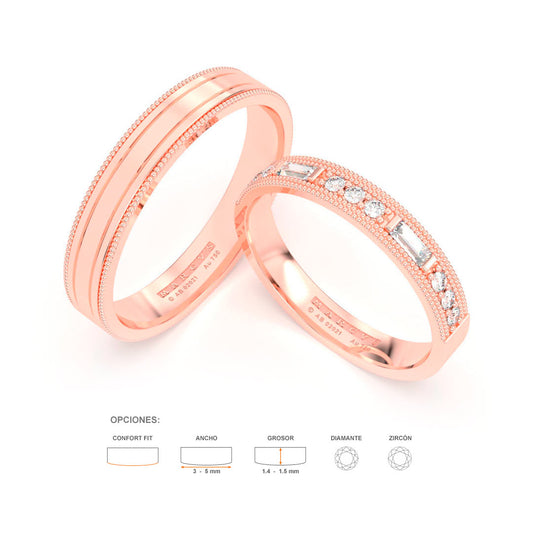 JOSIANE ANILLOS DE BODA ORO ROSA 18K - MARCVS JOYEROS