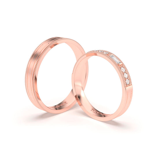 JOSIANE ANILLOS DE BODA ORO ROSA 18K - MARCVS JOYEROS