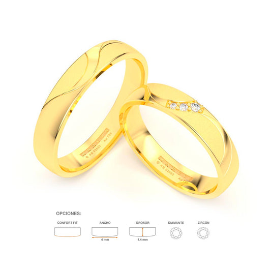JOSIANE WEDDING RINGS 18K YELLOW GOLD - MARCVS JOYEROS