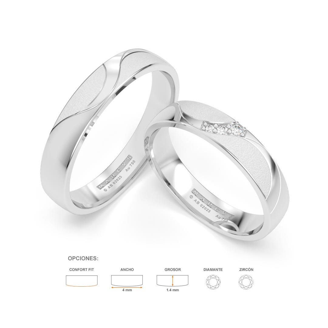 JOSIANE WEDDING RINGS 18K WHITE GOLD - MARCVS JOYEROS