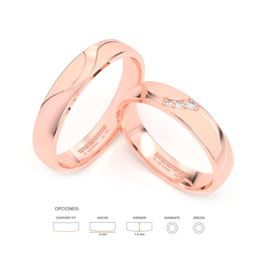 JOSIANE WEDDING RINGS 18K ROSE GOLD - MARCVS JOYEROS