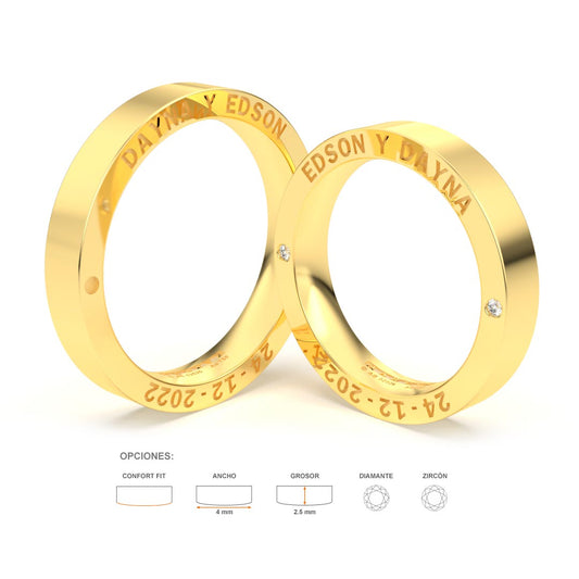 ORALIA ANILLOS DE MATRIMONIO ORO AMARILLO 18K - JOYERIA MARCVS