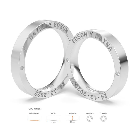 ORALIA ANILLOS DE MATRIMONIO ORO BLANCO 18K - JOYERIA MARCVS