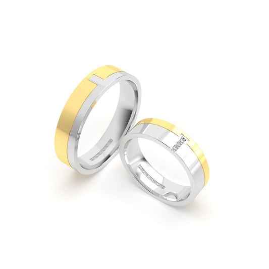 PHOEBE WEDDING RINGS 18K YELLOW AND WHITE GOLD - MARCVS JOYEROS