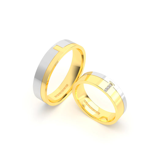 PHOEBE WEDDING RINGS 18K YELLOW AND WHITE GOLD - MARCVS JOYEROS