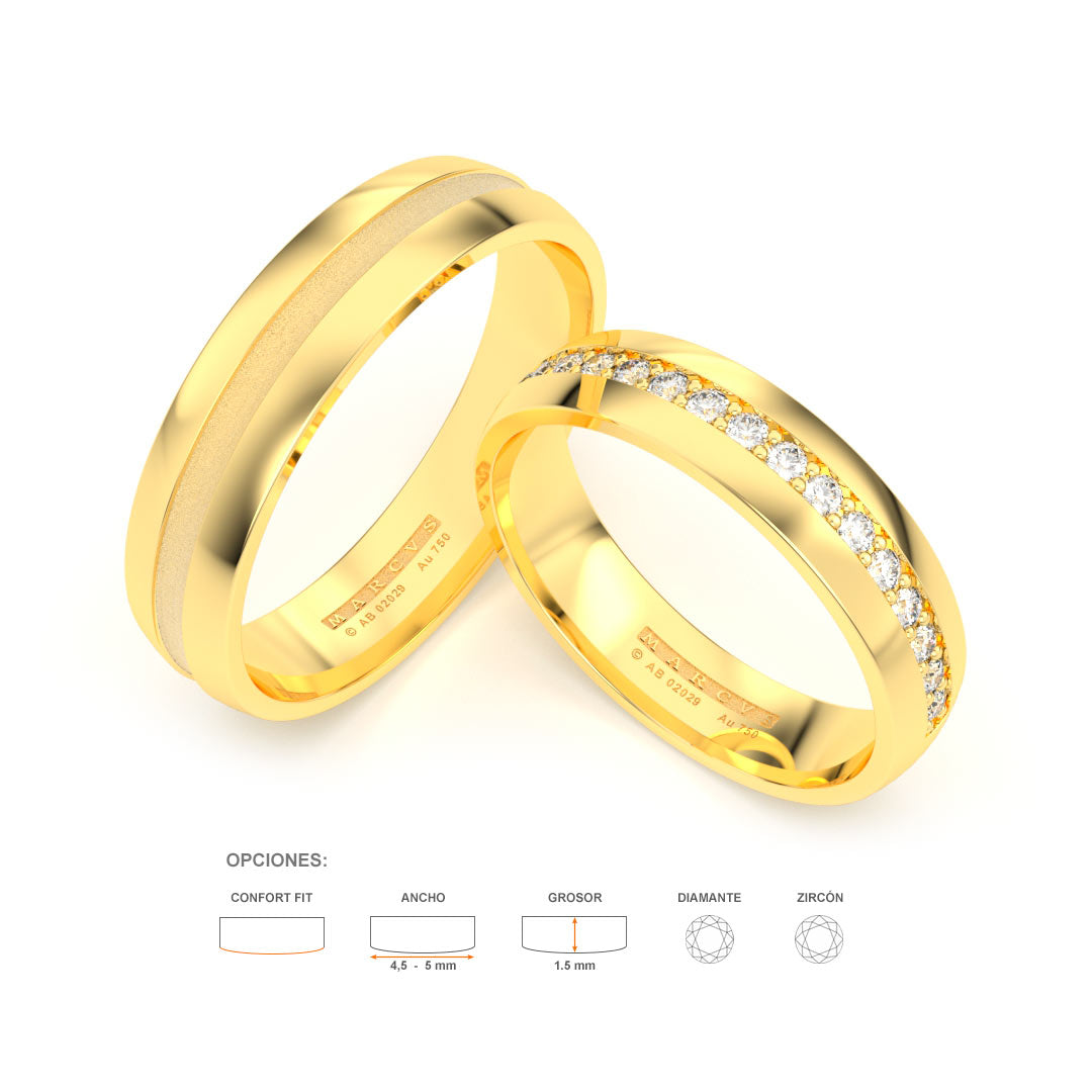 JOSIANE WEDDING RINGS 18K YELLOW GOLD - MARCVS JOYEROS