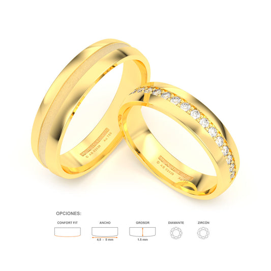 JOSIANE WEDDING RINGS 18K YELLOW GOLD - MARCVS JOYEROS