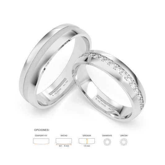 JOSIANE WEDDING RINGS 18K WHITE GOLD - MARCVS JOYEROS
