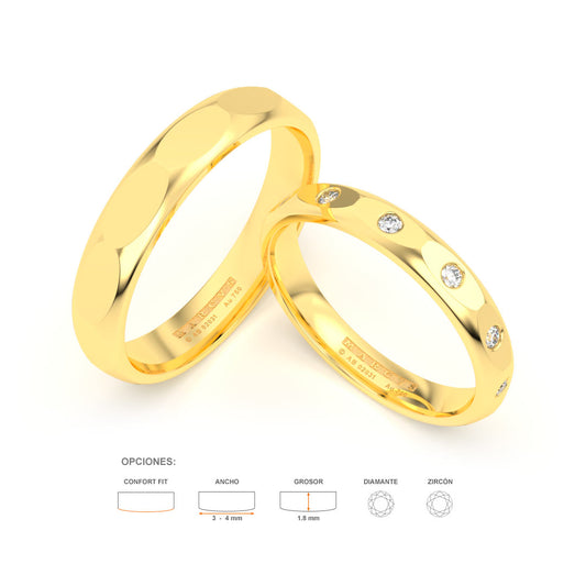 JOSIANE WEDDING RINGS 18K YELLOW GOLD - MARCVS JOYEROS