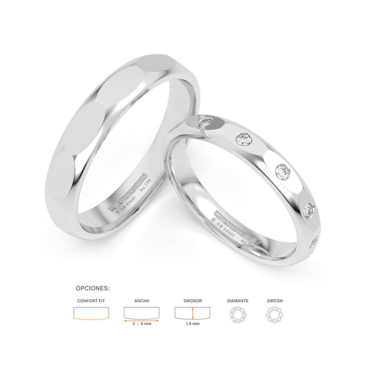 JOSIANE WEDDING RINGS 18K WHITE GOLD - MARCVS JOYEROS