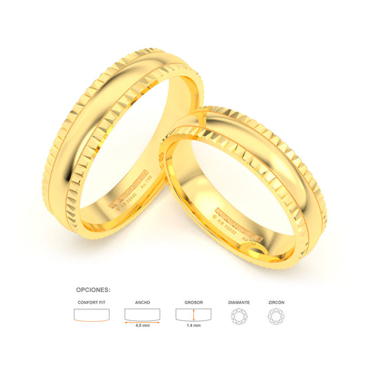 JOSIANE WEDDING RINGS 18K YELLOW GOLD - MARCVS JOYEROS