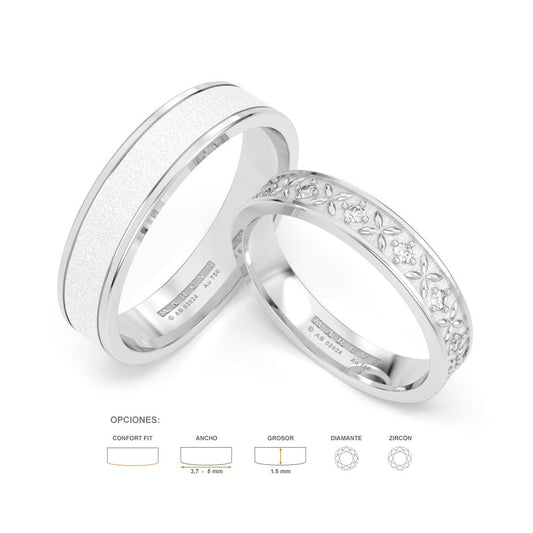 SHERELL ANILLOS DE BODA ORO BLANCO 18K - JOYERIA MARCVS