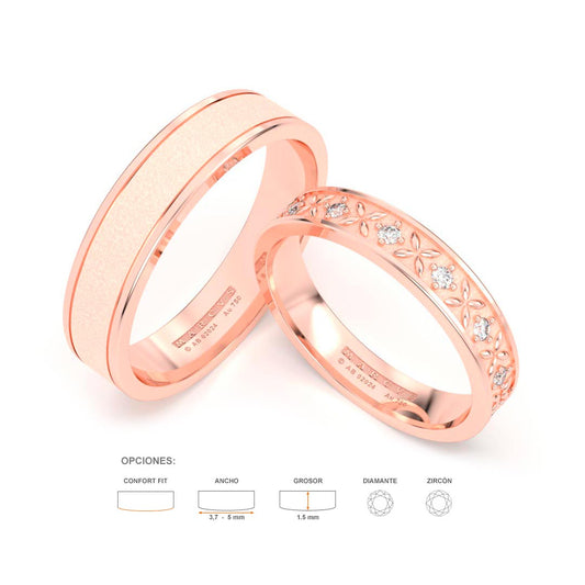 SHERELL ANILLOS DE BODA ORO ROSA 18K - JOYERIA MARCVS