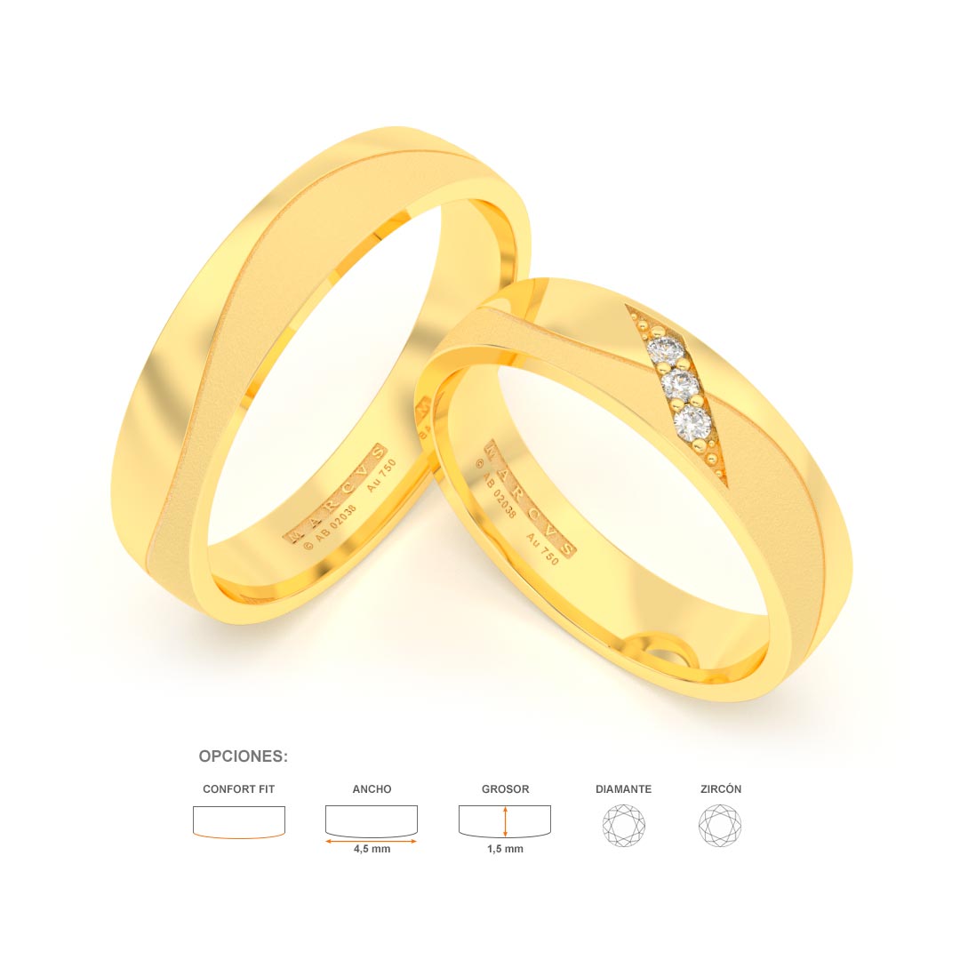 JOSIANE WEDDING RINGS 18K YELLOW GOLD - MARCVS JOYEROS