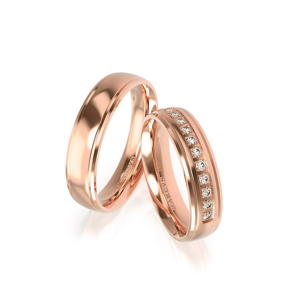 AUBREY WEDDING RINGS 18K ROSE GOLD - MARCVS JOYEROS