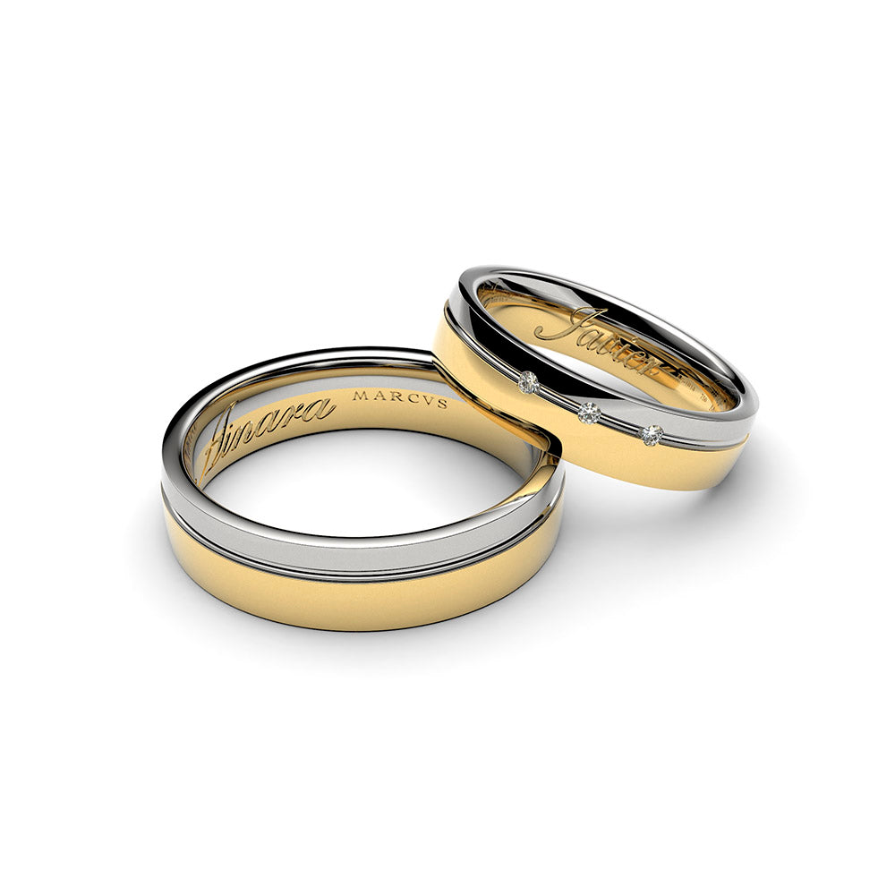 PIERRE WEDDING RINGS 18K YELLOW GOLD - MARCVS JOYEROS