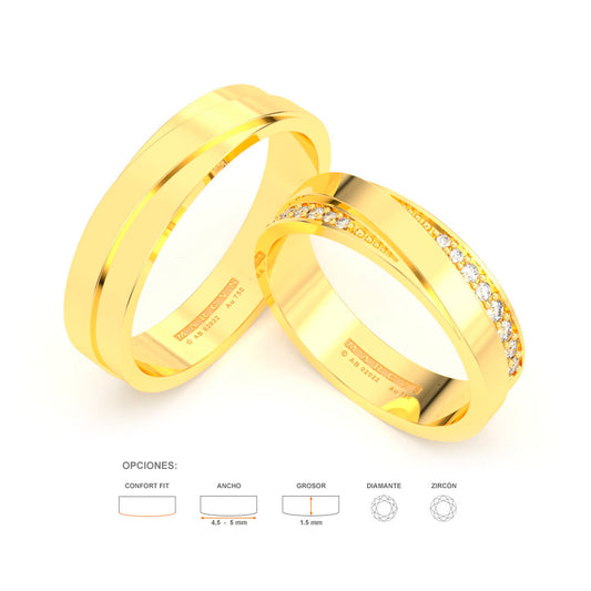 ELIETTE WEDDING RINGS 18K YELLOW GOLD - MARCVS JOYEROS
